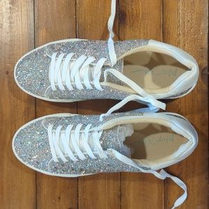 Betsey Johnson Sidny Rhinestone Sneakers Silver